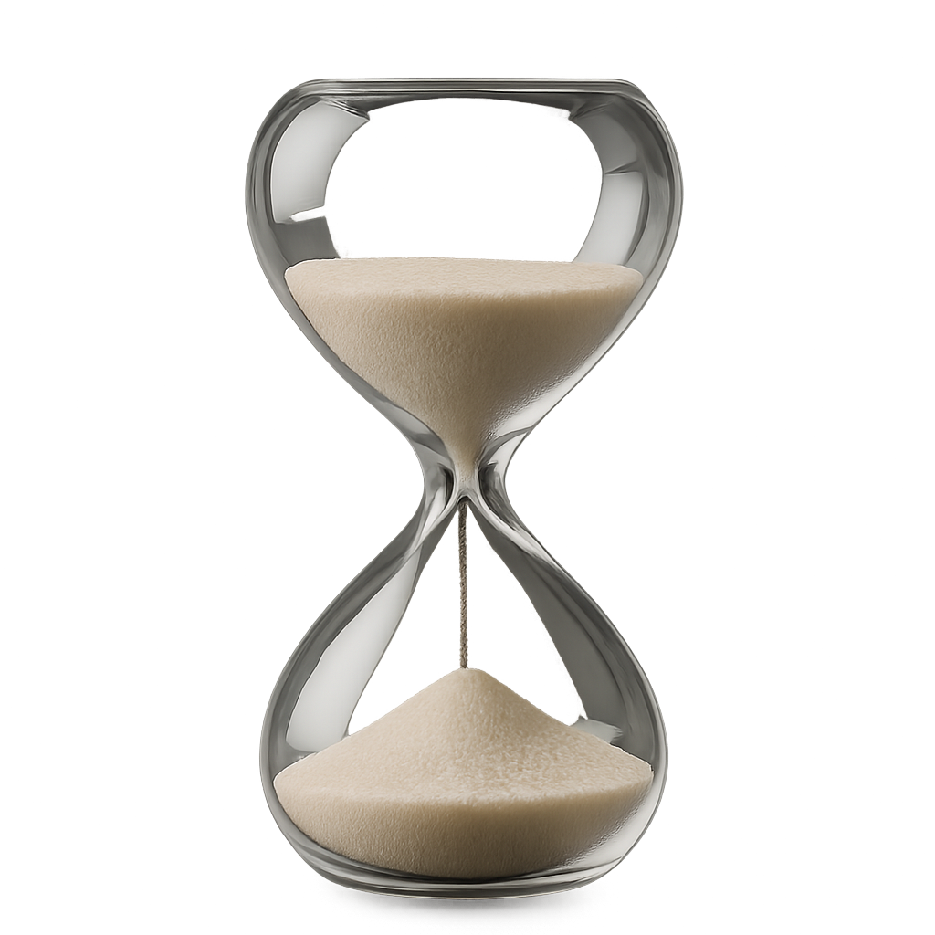 Hourglass symbolizing time savings with AI